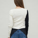 ASSUNTA SEAMLESS TOP - PRISTINE/BLACK