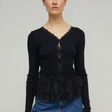 ELOISA SEAMLESS CARDIGAN - BLACK