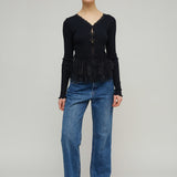 ELOISA SEAMLESS CARDIGAN - BLACK
