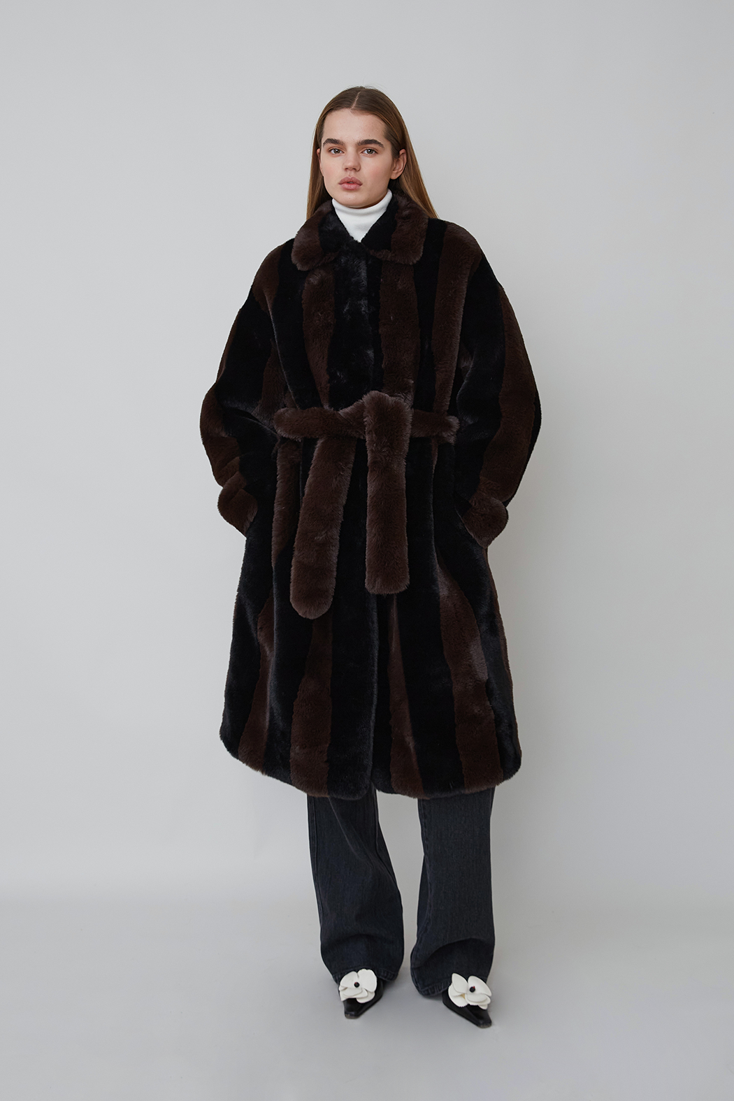 ESTELLE COAT - BLACK & BROWN