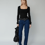 ROSE SEAMLESS TOP - BLACK