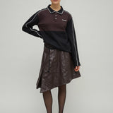 NICO UNISEX POLO SWEATER - BLACK/BROWN