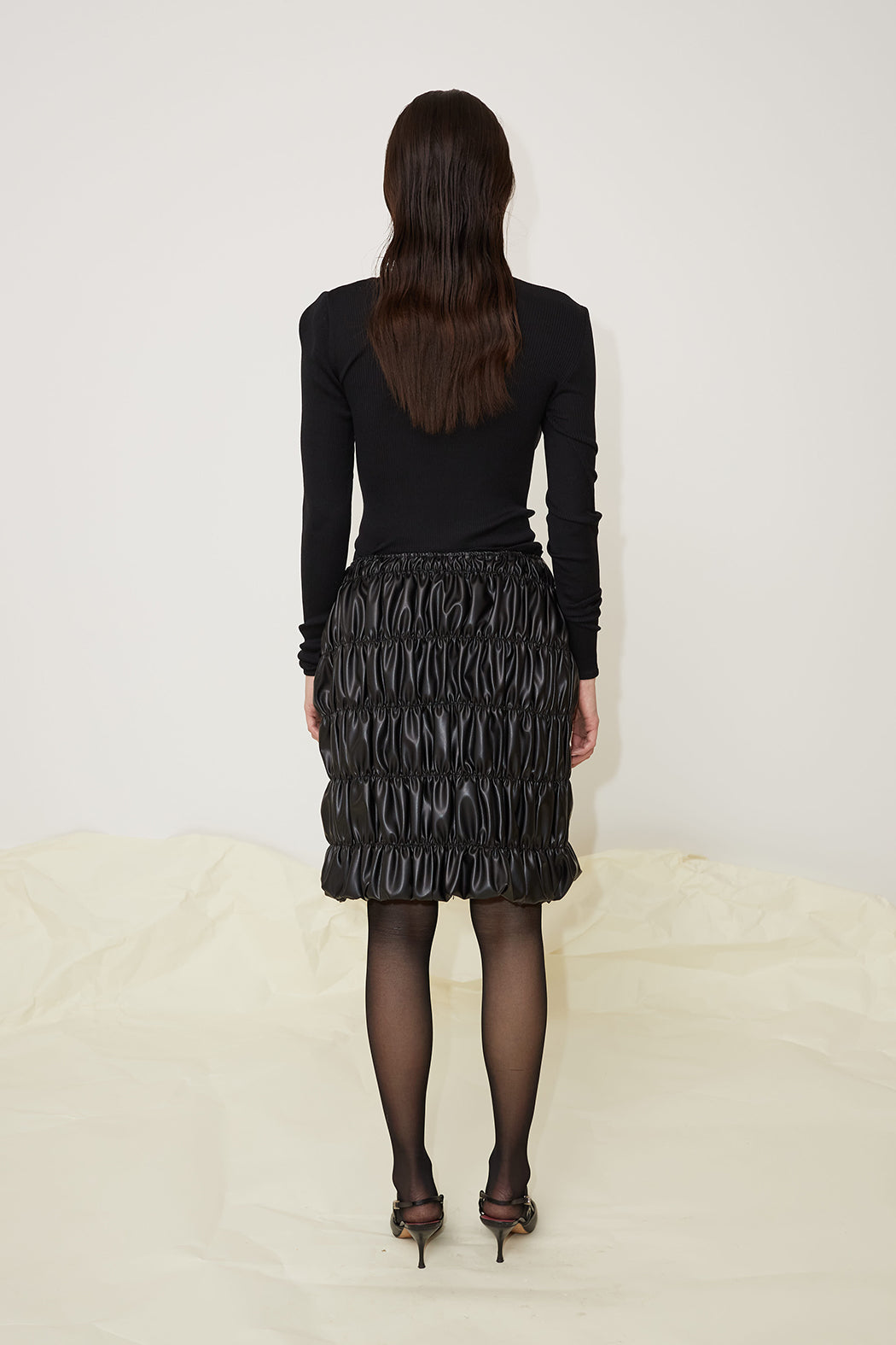 CORA LEATHER SKIRT - BLACK