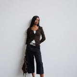 CAROLINE SEAMLESS CARDIGAN - BROWN