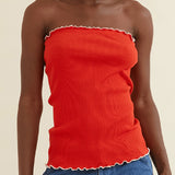 ROSETTE SEAMLESS TUBE TOP - RED
