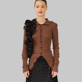 LAURA SEAMLESS SHIRT - BROWN