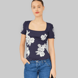 ELVA SEAMLESS T-SHIRT - NAVY