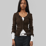 CAROLINE SEAMLESS CARDIGAN - BROWN